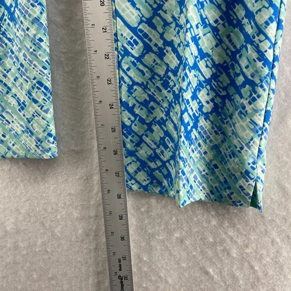 IBKUL Pants Womens 8 Blue Graphic Print High Rise Cropped Slim Straight Ankle - Picture 5 of 12